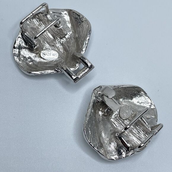 Vintage Gay Boyer Silvertone Shell Belt Buckle 2.25 in Statement Boho Classic